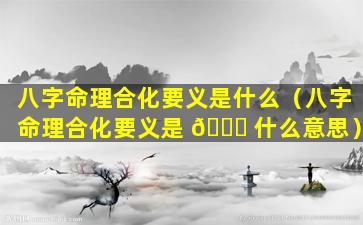 八字命理合化要义是什么（八字命理合化要义是 🐈 什么意思）